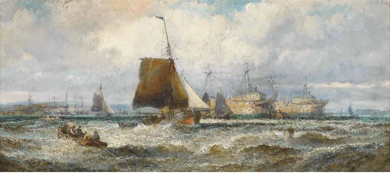 William Allen Wall Prison hulks and other shipping lying in the Hamoaze oil painting picture
